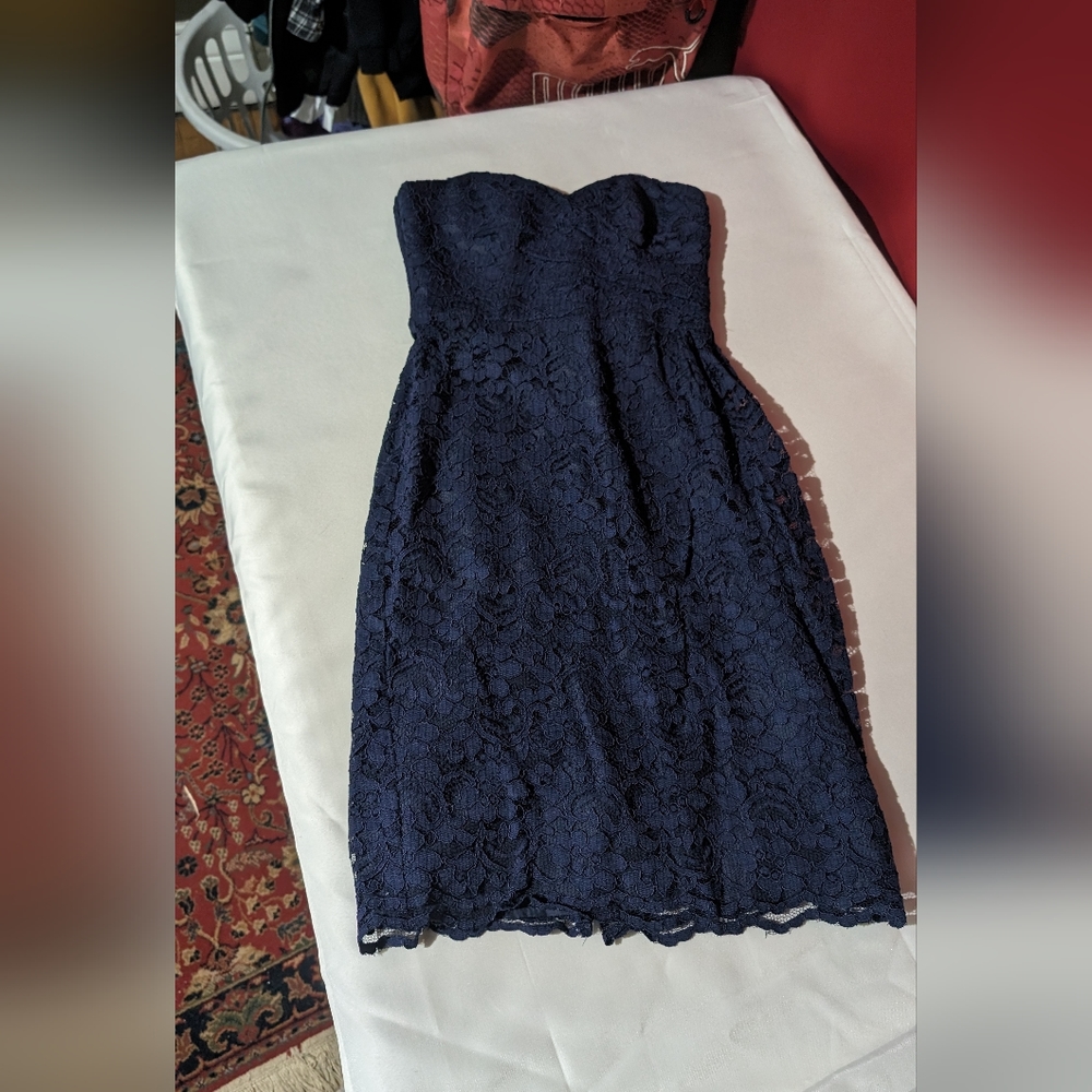 David's Bridal Strapless Bridesmaid Dress